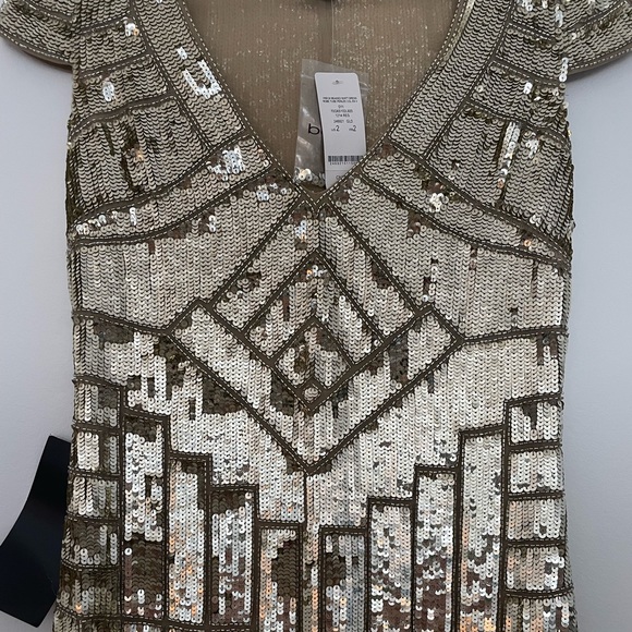 Gold Sequin Mini Shift Dress Bebe - Picture 4 of 7